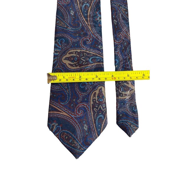Robert Alan  Mens Neck Tie Blue Burgundy Tan Paisley Work Dad Gift - Picture 3 of 5